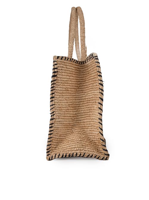 Borsa Vanity Rafia con bordo nero Mc2 Saint Barth | VANITY RAFFIA01113H BORDER 1100 EMB